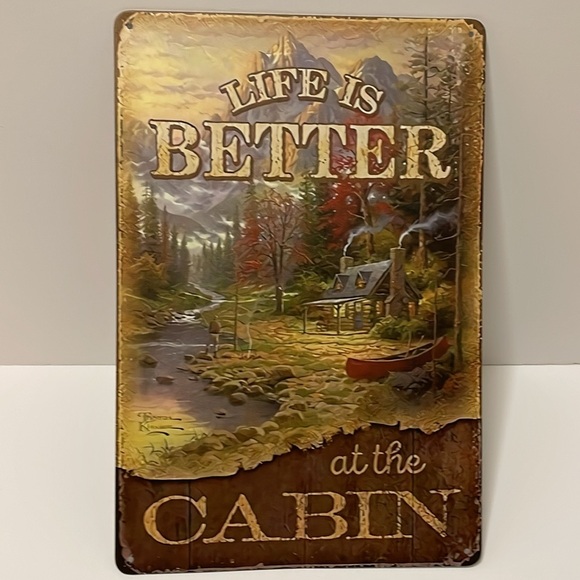 Life is Better at The Cabin Metal Sign Wall Decor 12"x8" New - Picture 1 of 14
